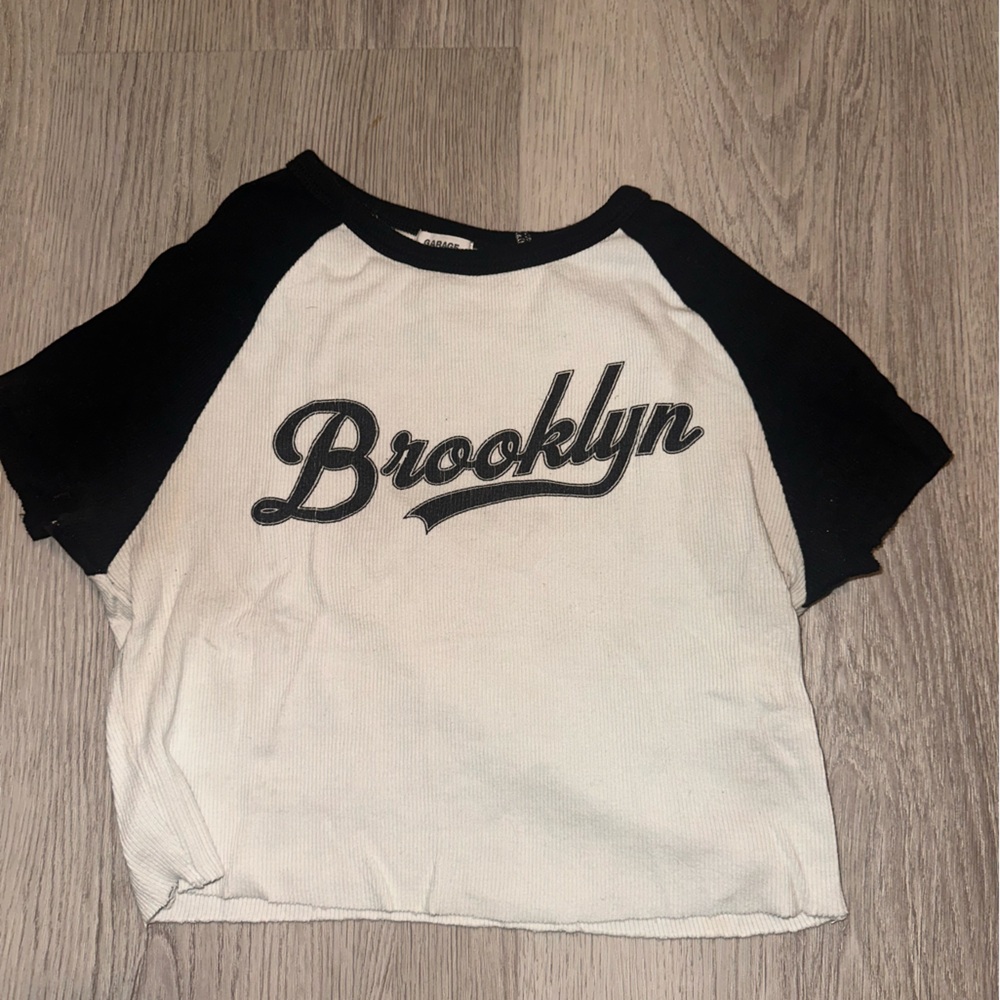 Garage black and white brooklyn baby tee